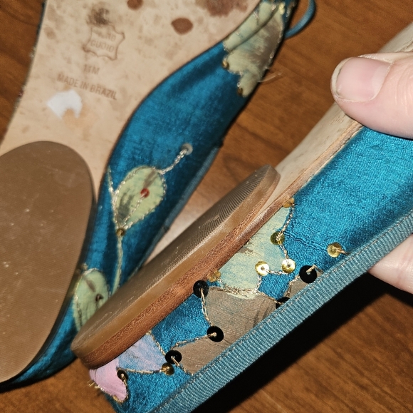 Naked Feet Womans Turquoise Flats Size 11 - Picture 5 of 10